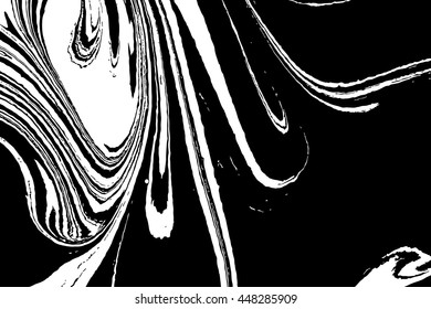 Ink texture. Mix of a white and black paint, closeup. Abstract marbling texture. Handmade ebru technique. Watercolor stains print background. Cover design for party invitation. Traditional Turkish.