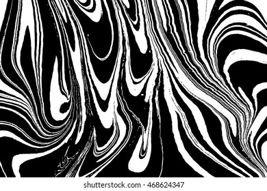 Ink texture. Mix of a white and black paint, closeup. Abstract marbling texture. Handmade ebru technique. Watercolor stains print background. Cover design for party invitation. Traditional Turkish.