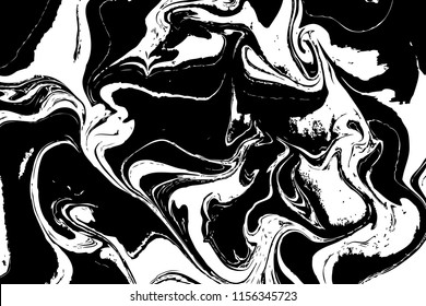 Ink texture watercolor hand drawn Ebru, Turkish marbling art illustration, abstract background, white, grey and black aqua print. Stone or rock texture.