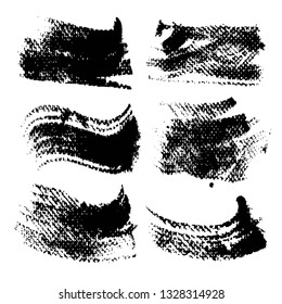 Ink textured abstract black strokes isolated on a white background