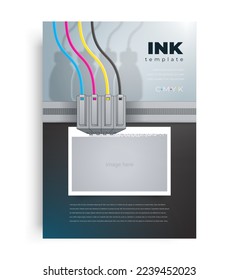 Ink theme Printing cartridge refilling Flyer Cover design template vector 