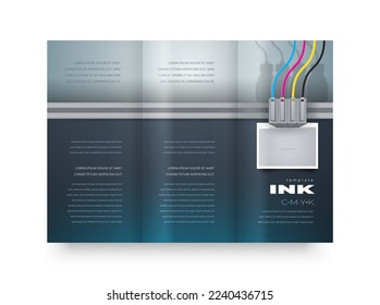 Ink theme Printing cartridge refillingTrifold Cover design template vector