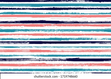 Ink thin irregular stripes vector seamless pattern. Variegated kids clothes fabric design. Old style texture irregular stripes, lines on white background. Seamless backdrop.