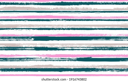 Ink thin rough stripes vector seamless pattern. Minimal summer fashion design. Vintage texture rough stripes, lines background graphics. Endless ornament.