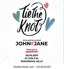Ink Tie The Knot lettering wedding phrase invitation template