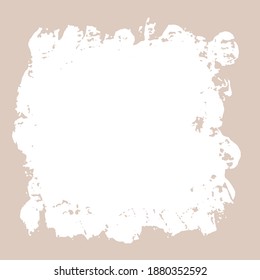 Ink torn white dry brush texture. Vector illustration. Grunge hand drawn beige background. Space for text.