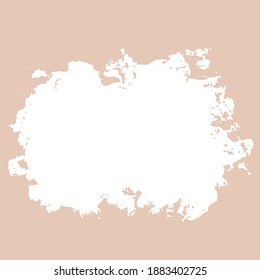 Textura de pincel seco blanco roto por tinta. Ilustración vectorial. Borde fondo beige dibujado a mano. Espacio para texto.
