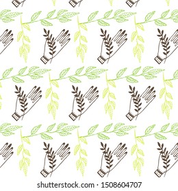 Ink twig pattern, sketch for tattoo or stamp for fabric.