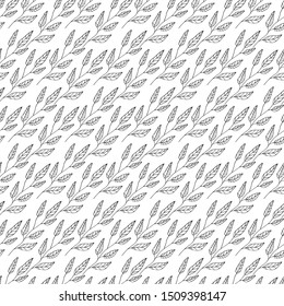 Ink twig pattern, sketch for tattoo or stamp for fabric.