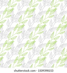 Ink twig pattern, sketch for tattoo or stamp for fabric.