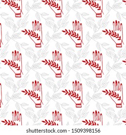 Ink twig pattern, sketch for tattoo or stamp for fabric.