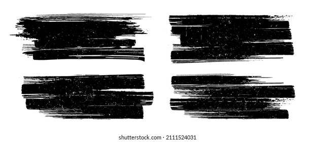 Ink urban paintbrush texture for text, backdrop, presentation. Overlay distress shape. Create grunge effect applying texture. Dirty artistic design elements. Abstract, splattered paintbrush set. 