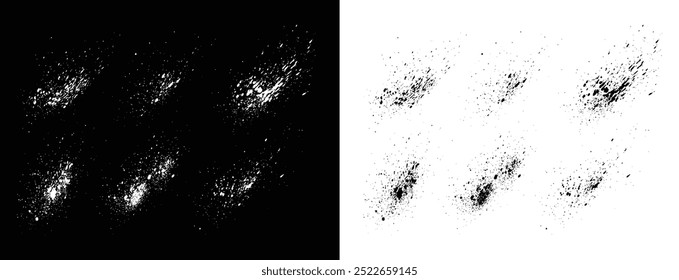 Ink vector black and white blood splatter illustration background set