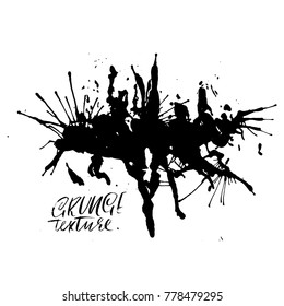 Ink vector brush drops. Vector illustration. Grunge hand drawn watercolor texture. Space for text.