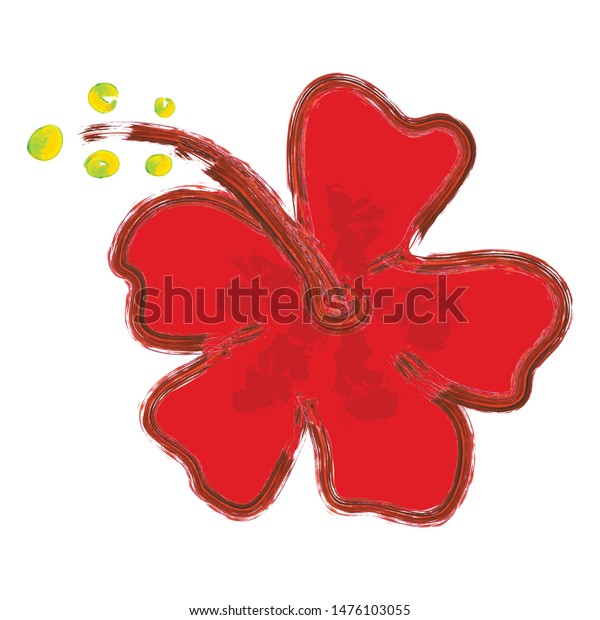 Ink Vector Brush Stroke Hibiscus Flowers Stock Vector Royalty Free 1476103055