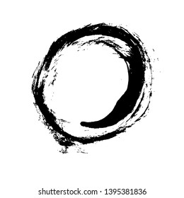 Ink vector brush stroke round frame. Vector illustration. Grunge texture.