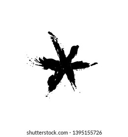 Ink vector brush stroke star. Vector illustration. Grunge texture.
