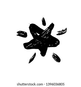Ink vector brush stroke star. Vector illustration. Grunge texture.