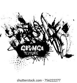 Ink vector brush strokes. Vector illustration. Grunge hand drawn watercolor texture. Space for text.