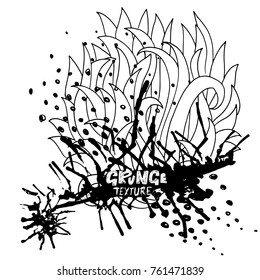 Ink vector brush strokes. Vector illustration. Grunge hand drawn watercolor texture. Space for text.