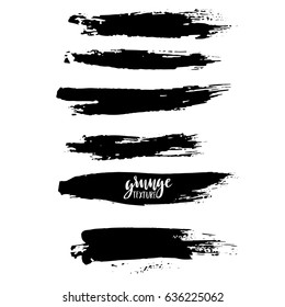 Ink vector brush strokes set. Vector illustration. Grunge hand drawn watercolor texture.