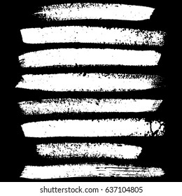 Ink vector brush strokes set. Vector illustration. Grunge hand drawn watercolor texture.