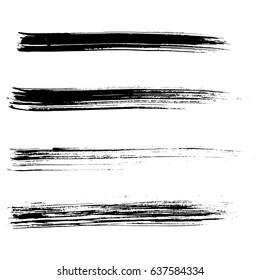 Ink vector brush strokes set. Vector illustration. Grunge hand drawn watercolor texture.