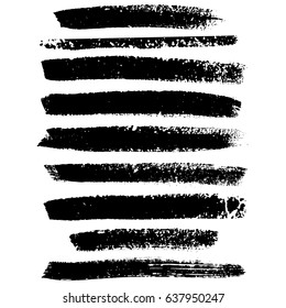 Ink vector brush strokes set. Vector illustration. Grunge hand drawn watercolor texture.