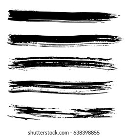 Ink vector brush strokes set. Vector illustration. Grunge hand drawn watercolor texture.