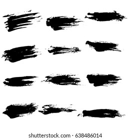 Ink vector brush strokes set. Vector illustration. Grunge hand drawn watercolor texture.