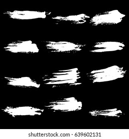 Ink vector brush strokes set. Vector illustration. Grunge hand drawn watercolor texture.