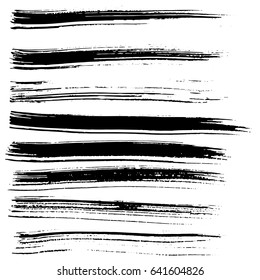 Ink vector brush strokes set. Vector illustration. Grunge hand drawn watercolor texture.