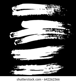 Ink vector brush strokes set. Vector illustration. Grunge hand drawn watercolor texture.