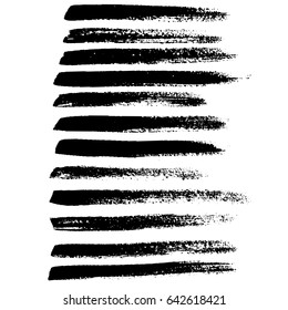 Ink vector brush strokes set. Vector illustration. Grunge hand drawn watercolor texture.