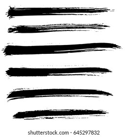 Ink vector brush strokes set. Vector illustration. Grunge hand drawn watercolor texture.