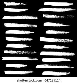 Ink vector brush strokes set. Vector illustration. Grunge hand drawn watercolor texture.