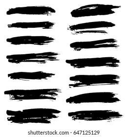 Ink vector brush strokes set. Vector illustration. Grunge hand drawn watercolor texture.