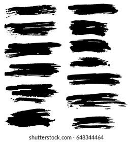 Ink vector brush strokes set. Vector illustration. Grunge hand drawn watercolor texture.