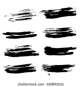 Ink vector brush strokes set. Vector illustration. Grunge hand drawn watercolor texture.