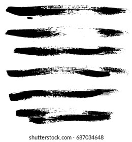 Ink vector brush strokes set. Vector illustration. Grunge hand drawn watercolor texture.