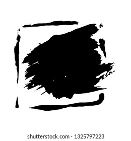 Ink vector dry brush frame. Vector illustration. Grunge hand drawn watercolor texture. Space for text.