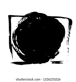 Ink vector dry brush frame. Vector illustration. Grunge hand drawn watercolor texture. Space for text.