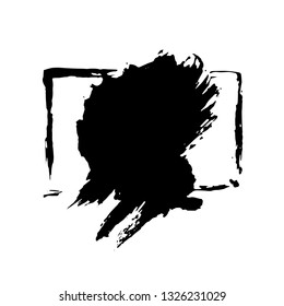 Ink vector dry brush frame. Vector illustration. Grunge hand drawn watercolor texture. Space for text.
