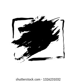 Ink vector dry brush frame. Vector illustration. Grunge hand drawn watercolor texture. Space for text.