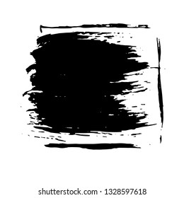 Ink vector dry brush frame. Vector illustration. Grunge hand drawn watercolor texture. Space for text.