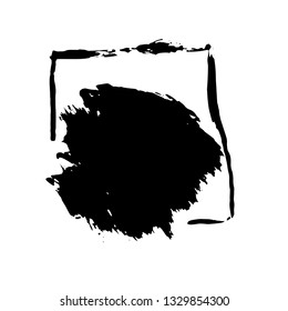 Ink vector dry brush frame. Vector illustration. Grunge hand drawn watercolor texture. Space for text.