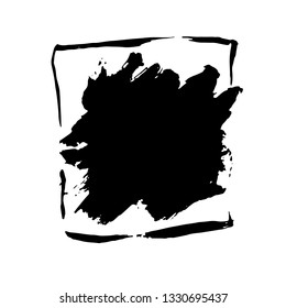 Ink vector dry brush frame. Vector illustration. Grunge hand drawn watercolor texture. Space for text.
