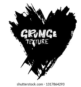 Ink vector dry brush stroke. Heart. Vector illustration. Grunge hand drawn watercolor texture. Space for text