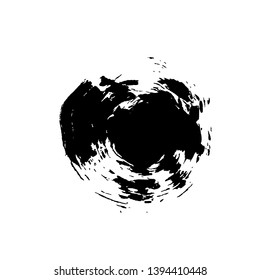 Ink vector dry brush stroke round banner. Vector illustration. Grunge texture.