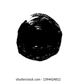 Ink vector dry brush stroke round banner. Vector illustration. Grunge texture.